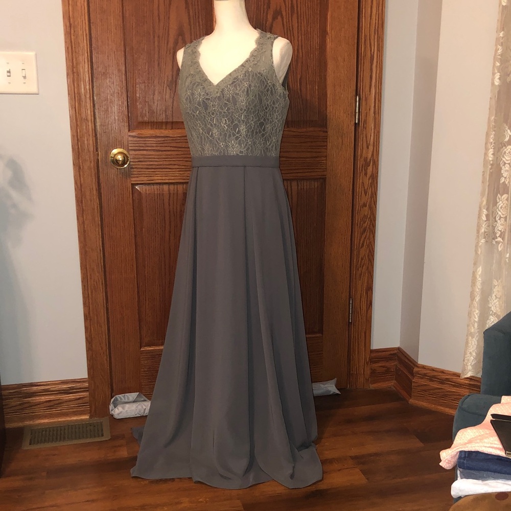 Grey Lace Maxi Dress